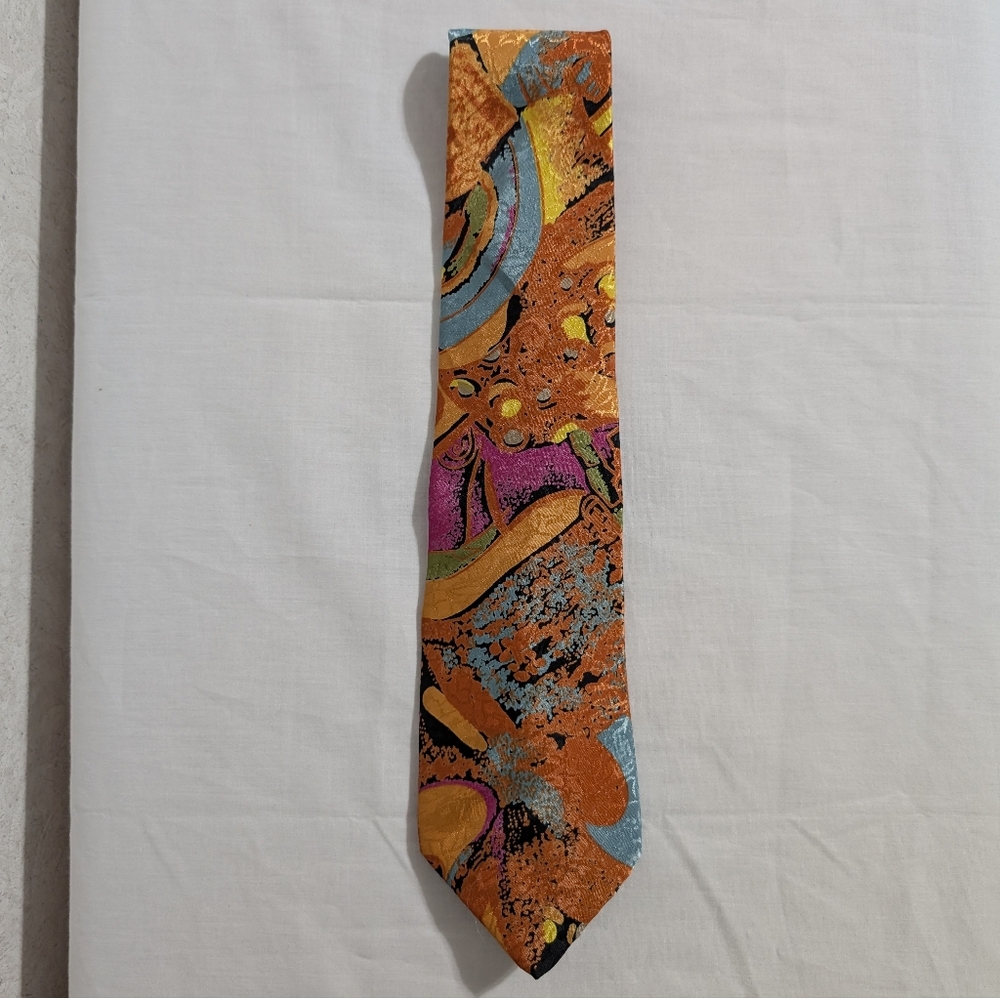 Cappuccino Polyester Abstract Art To Wear Necktie Tie  Made In USA